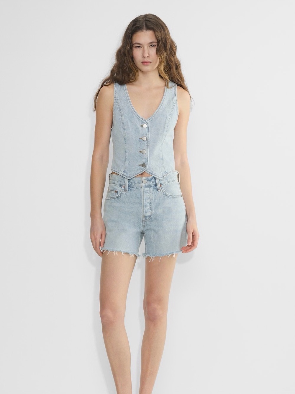 Denim Forum blue denim vest top